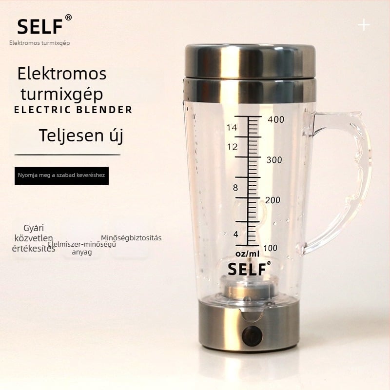 Fehérje por shaker USB töltéssel, automata elektromos keverő beépített mérleggel