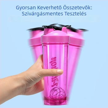 Műanyag shaker pohár mérőskálával, uniszex hordozható fehérje shake és milkshake keverő pohár