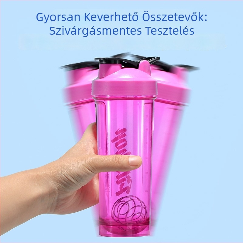 Műanyag shaker pohár mérőskálával, uniszex hordozható fehérje shake és milkshake keverő pohár