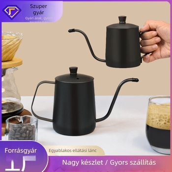 Rozsdamentes acél kézi kávéöntő kanna hosszú keskeny kifolyóval és pour-over szűrővel