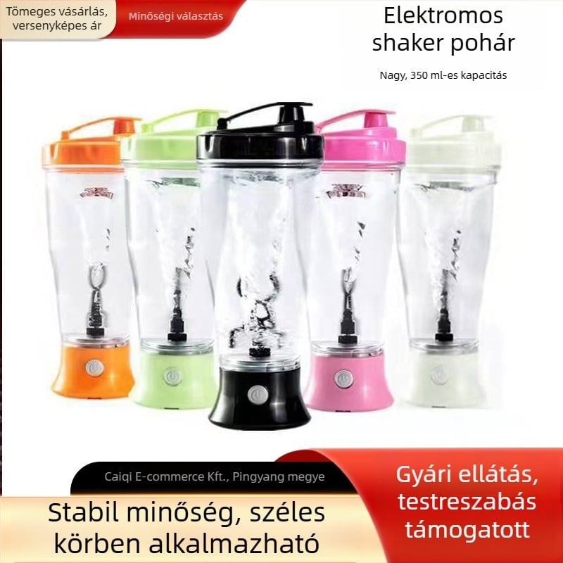 Elektromos keverő pohár, 350 ml, nagy kapacitású, fehérje- és kakaóporhoz, shaker pohár