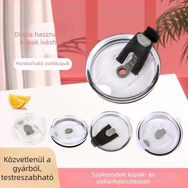 Hordozható PP pohárfedél autóhoz, átlátszó, tömítő műanyag fedél, minimalist dizájn