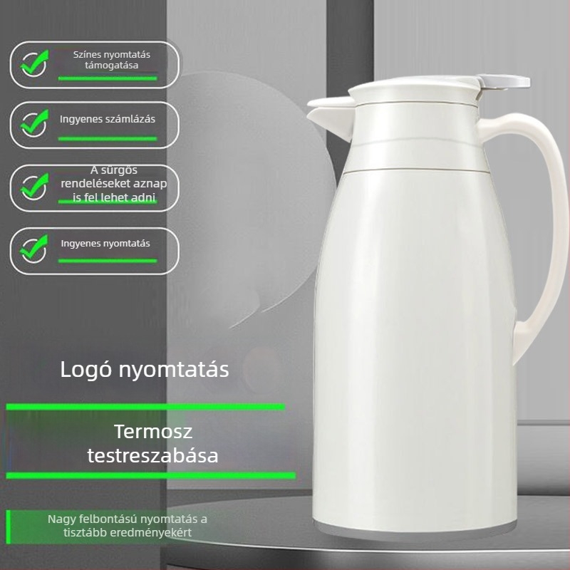 Üveg belsővel rendelkező termosz, modern minimalist dizájn, lehetőség logó testreszabására
