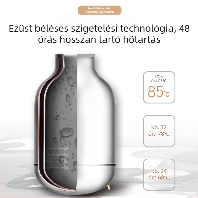 Üveg belsővel rendelkező termosz, modern minimalist dizájn, lehetőség logó testreszabására