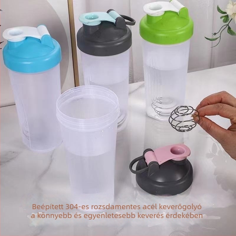 Fitnesz shaker pohár fehérjéhez, hordozható műanyag pohár elegáns dizájnnal