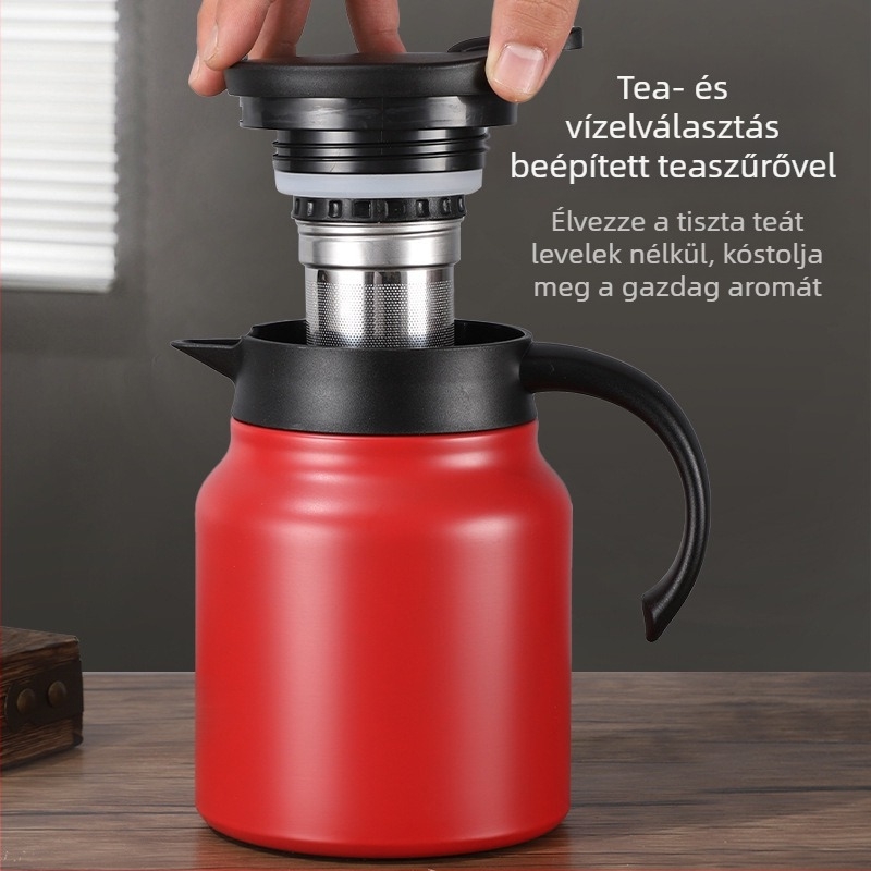 Szigetelt rozsdamentes acél teáskanna, nagy kapacitású, hordozható tea- és kávéfőzéshez, otthon és irodában