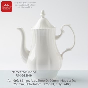 Csont porcelán, német stílusú: kávés kanna, teáskanna és kerámia vízforraló, logónyomtatási lehetőség