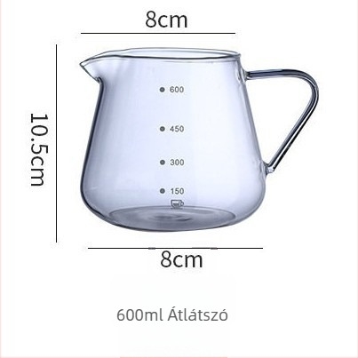 Pour-over kávéfőző boroszilikát üvegből, háromszög alakú fogantyúval