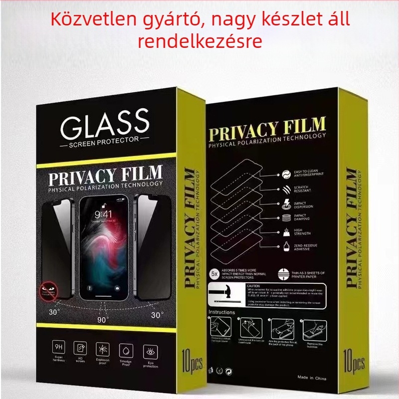 iPhone edzett üveg fólia csomagoló doboz, 10 darab, 3D világító magánéletvédelmi fólia, 21D csillagos dizájn, univerzális