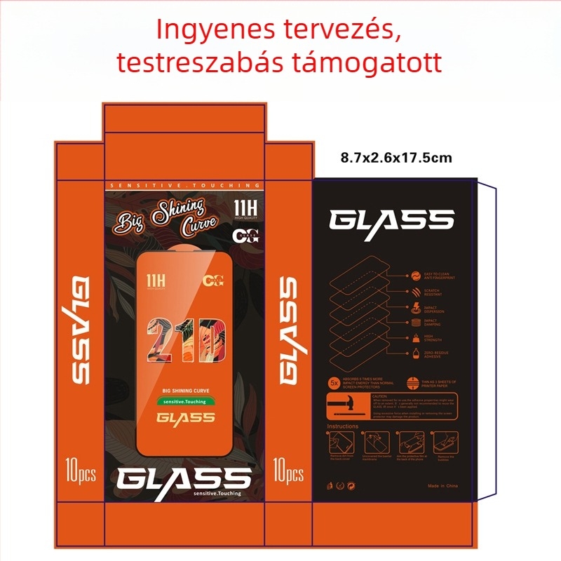 iPhone edzett üveg fólia csomagoló doboz, 10 darab, 3D világító magánéletvédelmi fólia, 21D csillagos dizájn, univerzális