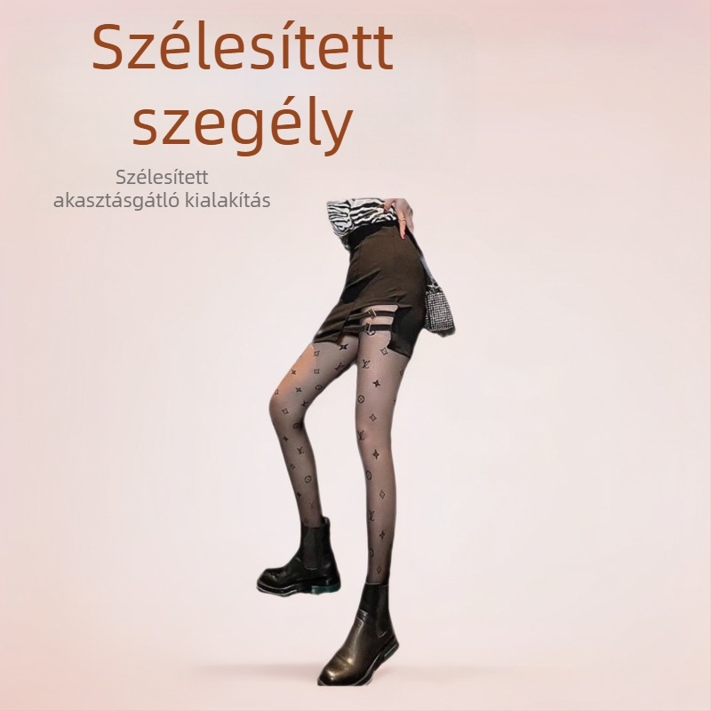L betűs mintás harisnyanadrág, vékony, 15D nylon, anti-szúrás elleni védelem