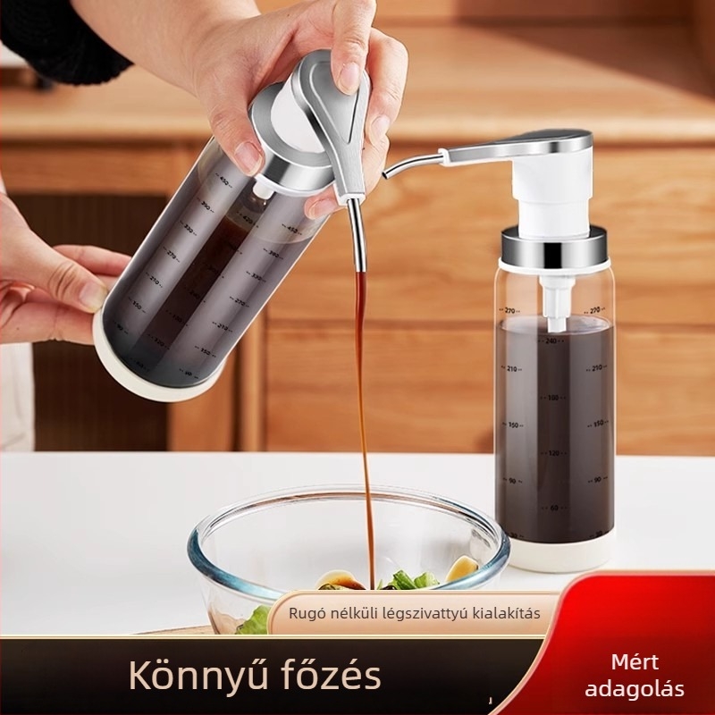 Üvegből készült ízesítő palack precíz adagolóval: oyster sauce, szójaszósz és ecet