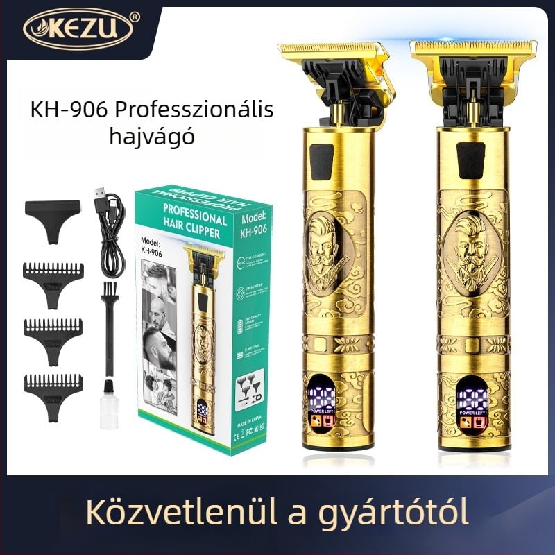 Elektromos hajvágó alumínium ötvözetű házzal, háztartási használatra, újratölthető, digitális kijelzővel