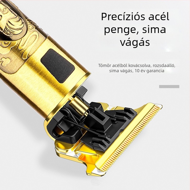 Elektromos hajvágó alumínium ötvözetű házzal, háztartási használatra, újratölthető, digitális kijelzővel