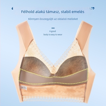 Csipkés, merevítő nélküli melltartó nagy méretekhez, sima hátsó rész, lélegző, varrat nélküli