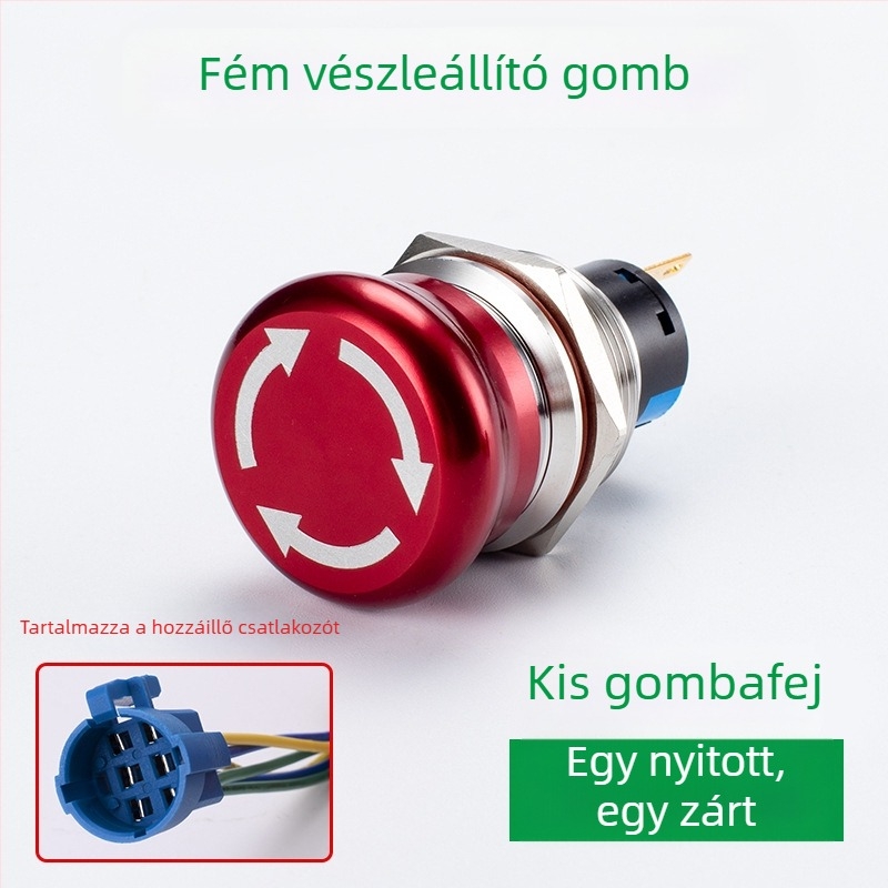 Sweideer 22 mm-es vészleállító gomb – rozsdamentes acélból, fémkapcsoló csipkés fejjel, liftgomb