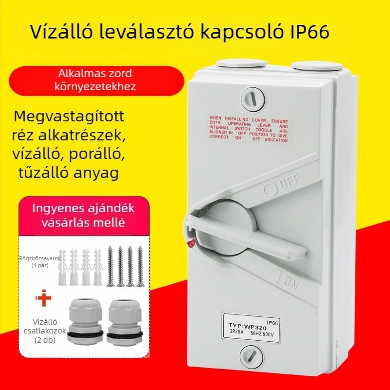 UKF vízálló terhelés-szigetelő kapcsoló 220/380V, kültéri esővédett forgókapcsoló 234P20/35/63A kimenet