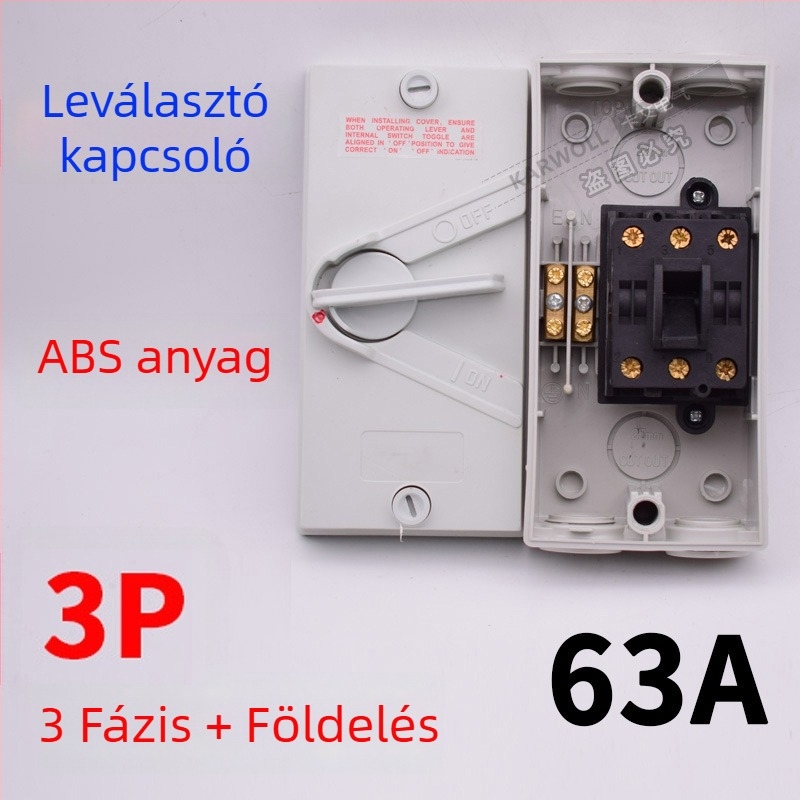 UKF vízálló terhelés-szigetelő kapcsoló 220/380V, kültéri esővédett forgókapcsoló 234P20/35/63A kimenet