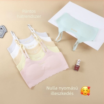 Jégselyemből készült, varrás nélküli cami felső egyszínű, aranyos mesefigurás mintával, levehető melltámaszbetéttel, tinédzser lányoknak
