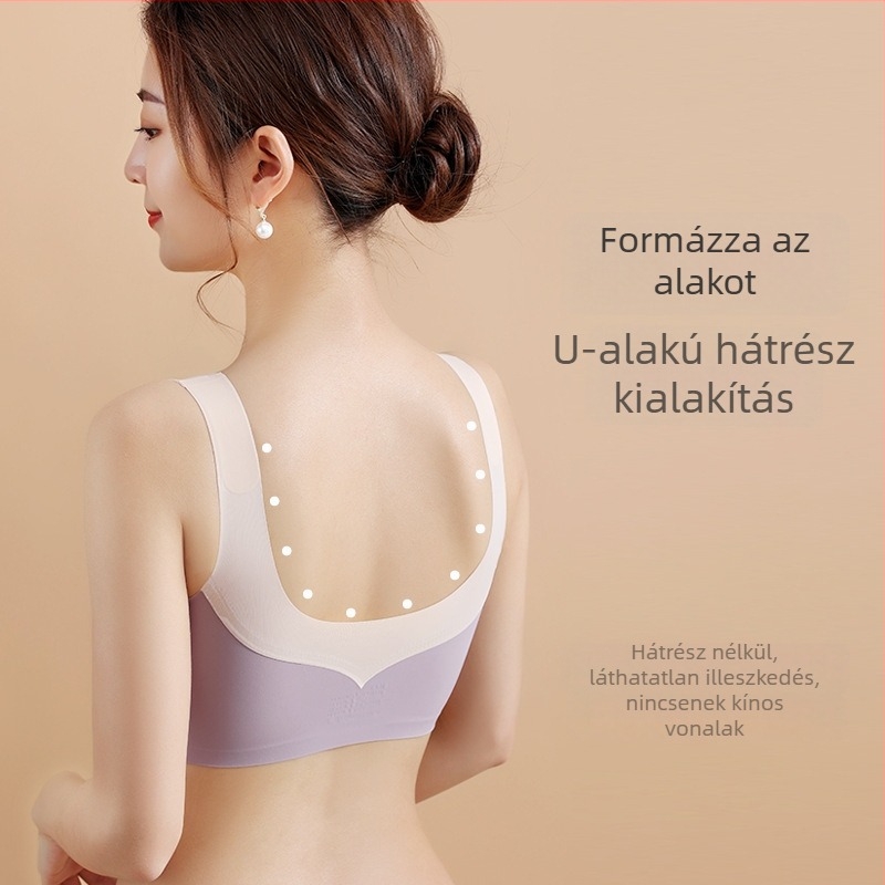 Női latex push-up sporttop, vezeték nélküli, seamless, hátformázó, teljes kosár, nylon-spandex