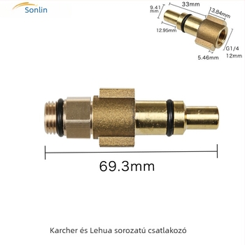 Kechliqi Yili tiszta réz magasnyomású habosító kanna adapter, G1/4 menet, K-sorozat
