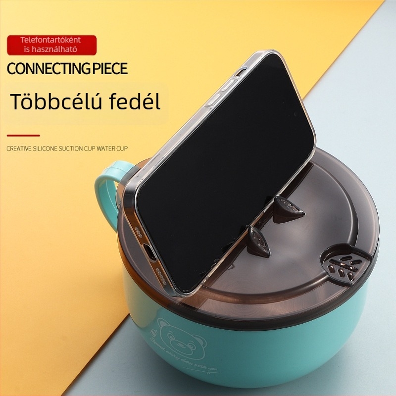 Rozsdamentes acélból készült instant tészta tál, nagy kapacitású, fedéllel, hordozható ebédes doboz otthonra, egyetemi kollégiumhoz és irodába; logó nyomtatható