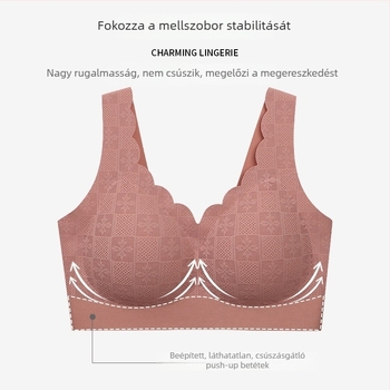 Csipkés, varrás nélküli sportmelltartó, 3/4-es kosár, push-up, lélegző, kényelmes