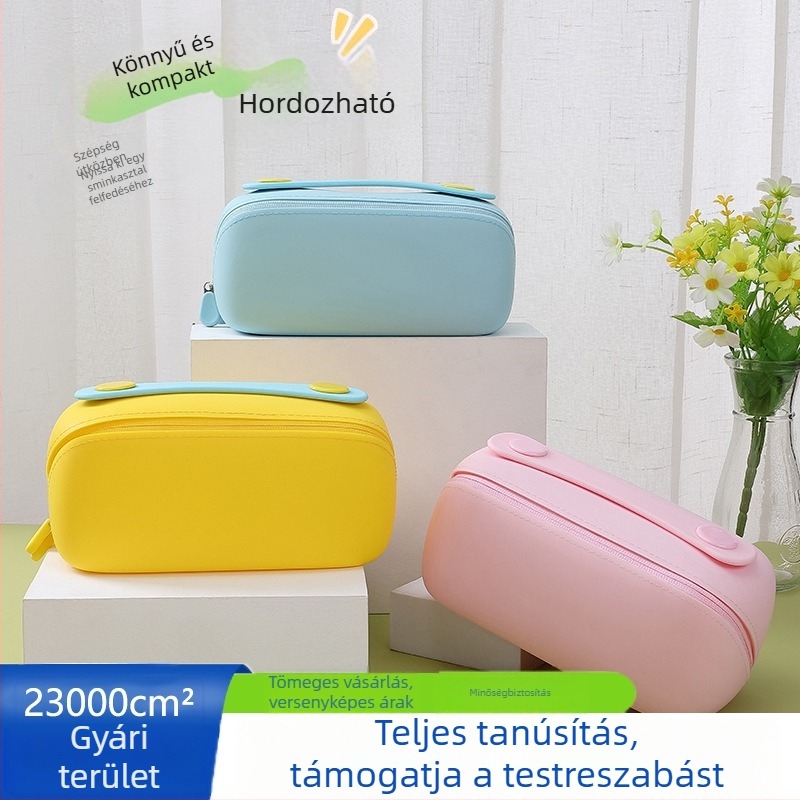 Vertikális szilikon kozmetikai táska rekeszekkel, hordozható, nagy kapacitású, elegáns érzet