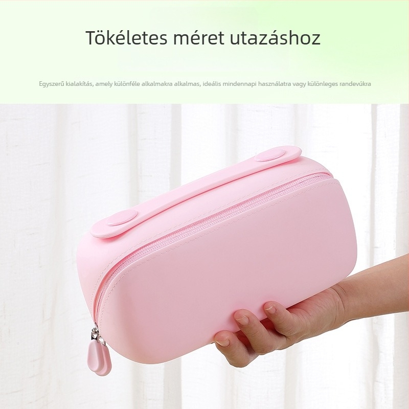 Vertikális szilikon kozmetikai táska rekeszekkel, hordozható, nagy kapacitású, elegáns érzet