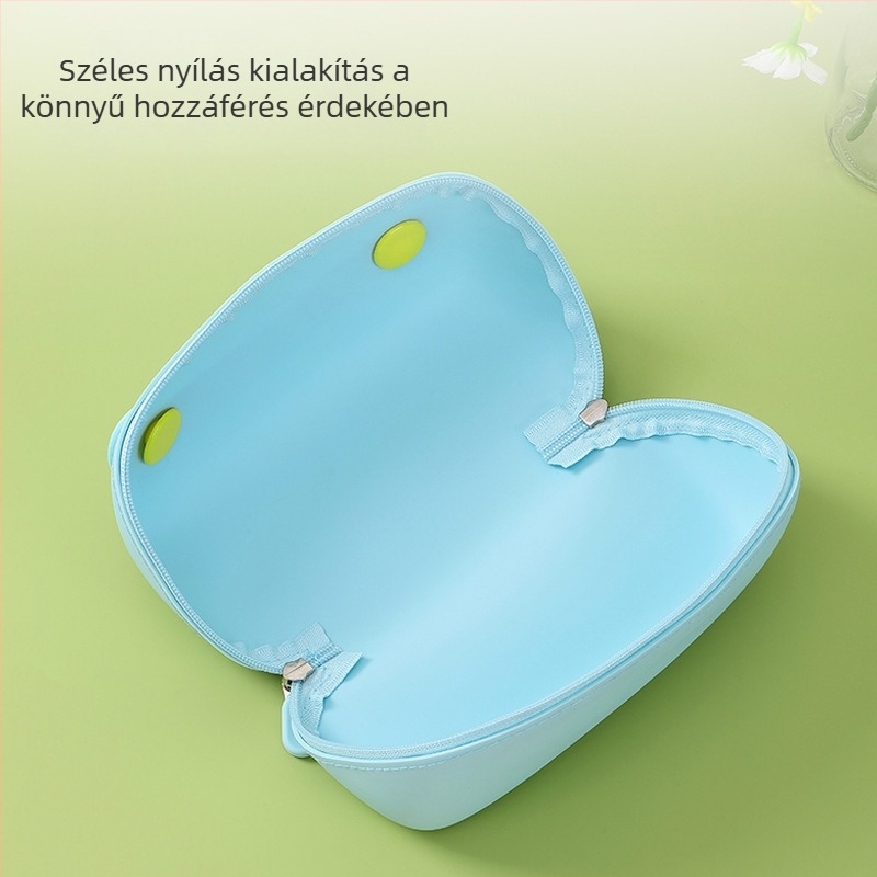 Vertikális szilikon kozmetikai táska rekeszekkel, hordozható, nagy kapacitású, elegáns érzet