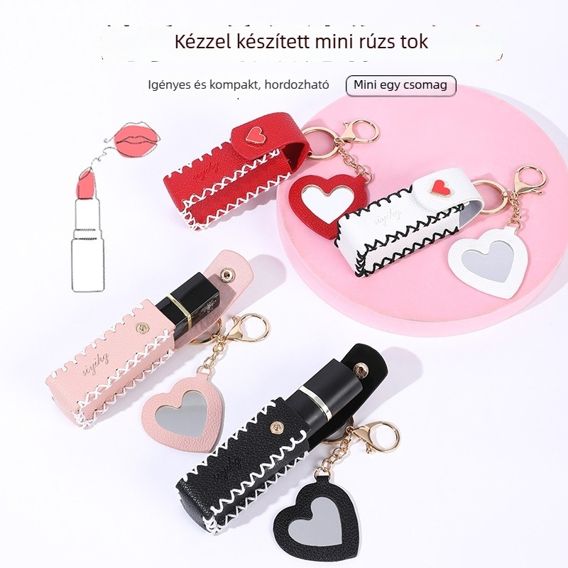 Mini kézzel szőtt rúzstáska PU bőrből, hordozható, kétoldalas dizájn
