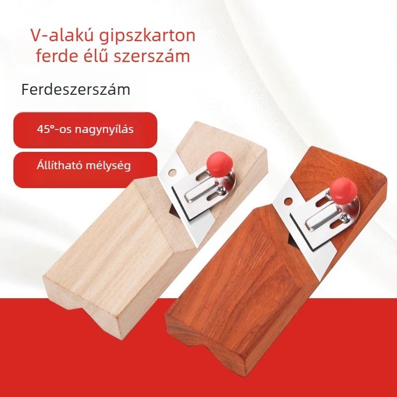 Gipszkarton V‑alakú élcsiszoló eszköz, 45°-os él, nagy ferde illesztésekhez, asztalosipari maráshoz