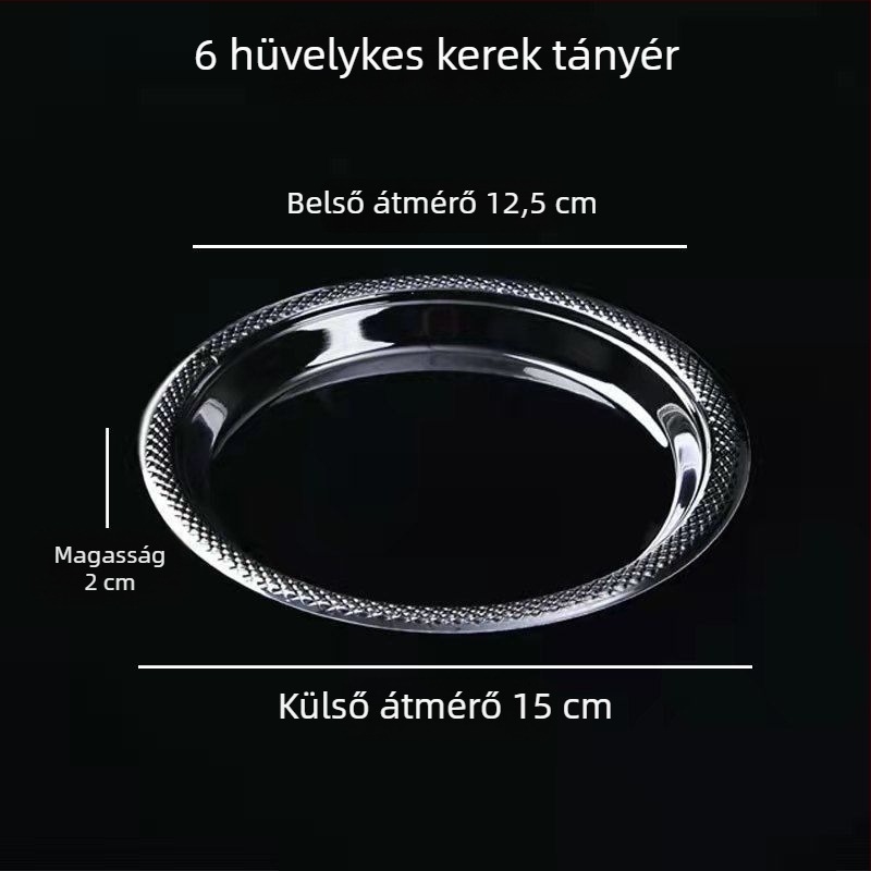 Egyszer használatos műanyag tányérok, kemény műanyag, átlátszó kerek tányérok étkezéshez és desszertekhez, nagy méret