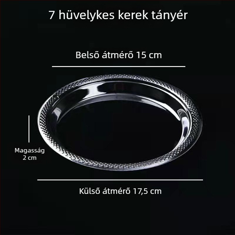 Egyszer használatos műanyag tányérok, kemény műanyag, átlátszó kerek tányérok étkezéshez és desszertekhez, nagy méret