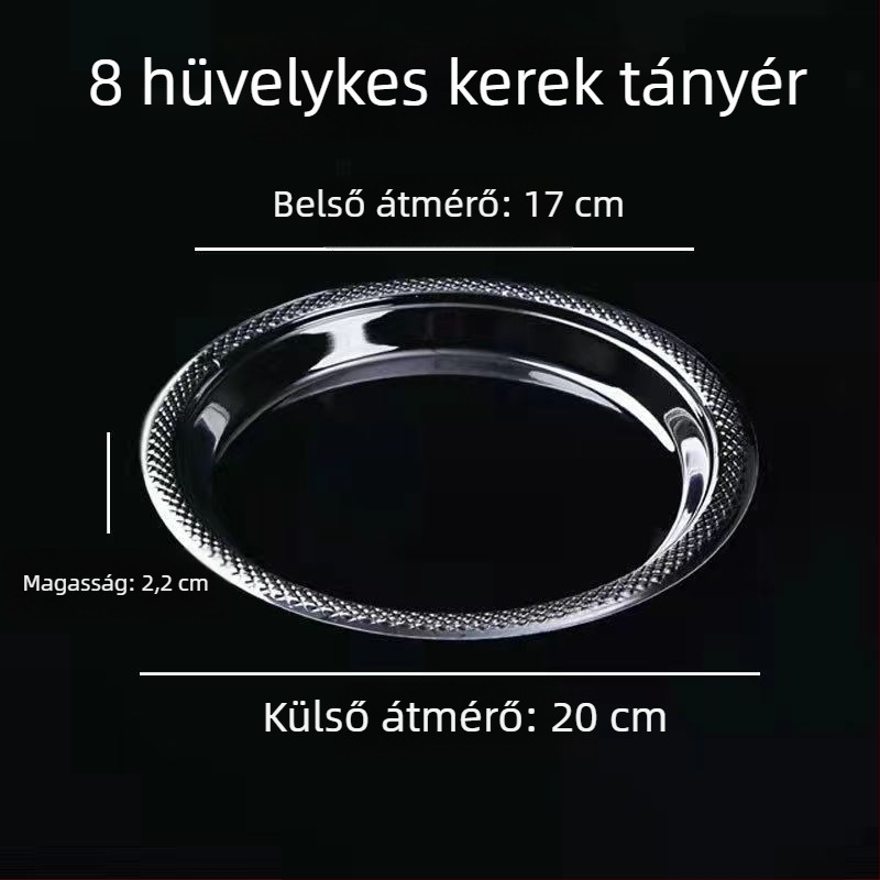 Egyszer használatos műanyag tányérok, kemény műanyag, átlátszó kerek tányérok étkezéshez és desszertekhez, nagy méret