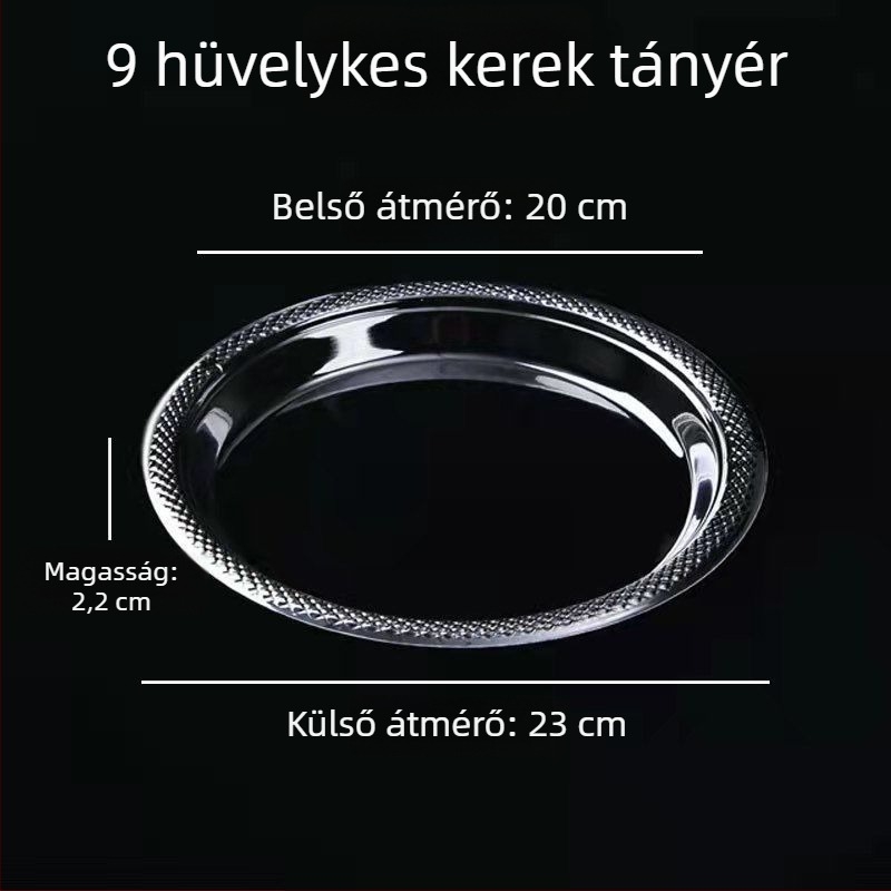 Egyszer használatos műanyag tányérok, kemény műanyag, átlátszó kerek tányérok étkezéshez és desszertekhez, nagy méret