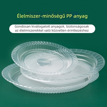 Átlátszó egyszer használatos műanyag tányérok, élelmiszer-minőségű, háztartási és piknikhez, gyümölcstál