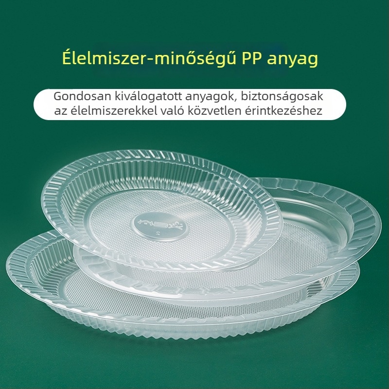 Átlátszó egyszer használatos műanyag tányérok, élelmiszer-minőségű, háztartási és piknikhez, gyümölcstál