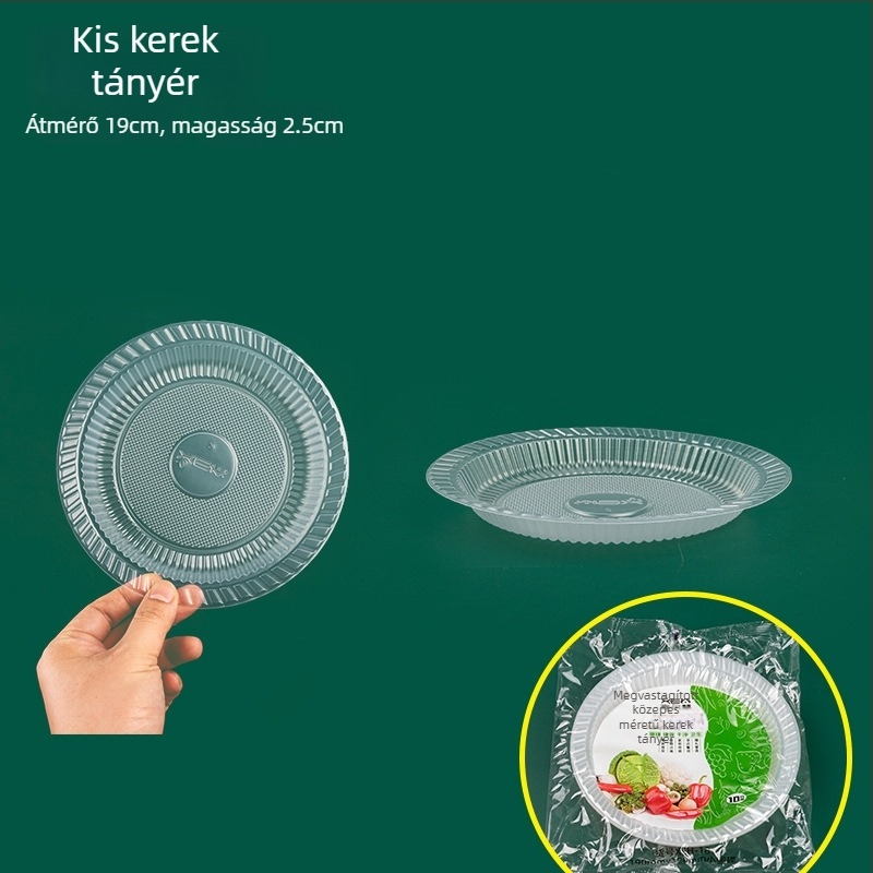 Átlátszó egyszer használatos műanyag tányérok, élelmiszer-minőségű, háztartási és piknikhez, gyümölcstál