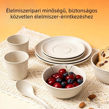 Egyszer használatos étkészlet bambuszrostból, négy részes, magas minőségű, biológiailag lebomló, élelmiszerbiztonságos