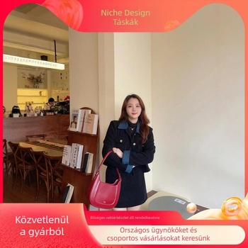 Piros valódi bőrből készült Saddle Bag, női, kis méretű
