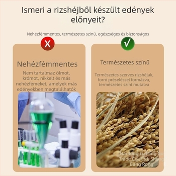 Egyszer használatos rizshéj étkészlet, négy darabos készlet, biológiailag lebomló kemping és éttermi használatra, vastagított kialakítás