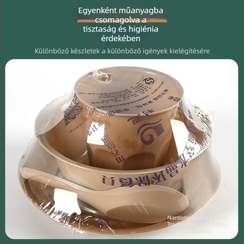 Egyszer használatos rizshéj étkészlet, négy darabos készlet, biológiailag lebomló kemping és éttermi használatra, vastagított kialakítás