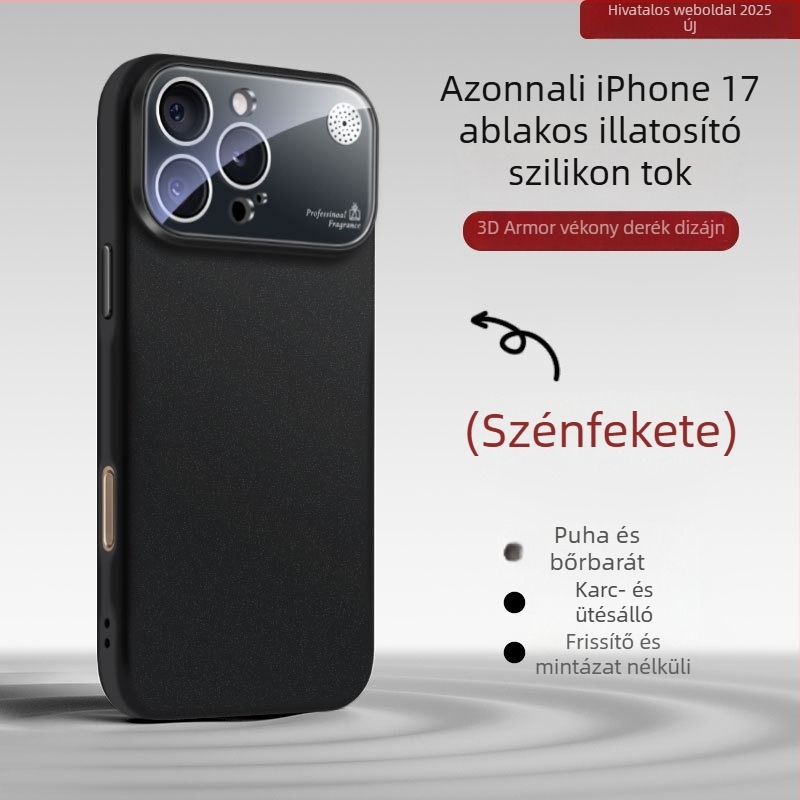 Folyékony szilikonból készült iPhone tok nagy ablakkal, ütésvédelmi, ujjlenyomat-mentes, aromaterápiás dizájn