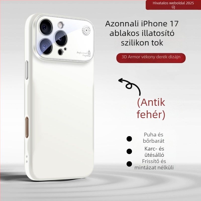 Folyékony szilikonból készült iPhone tok nagy ablakkal, ütésvédelmi, ujjlenyomat-mentes, aromaterápiás dizájn
