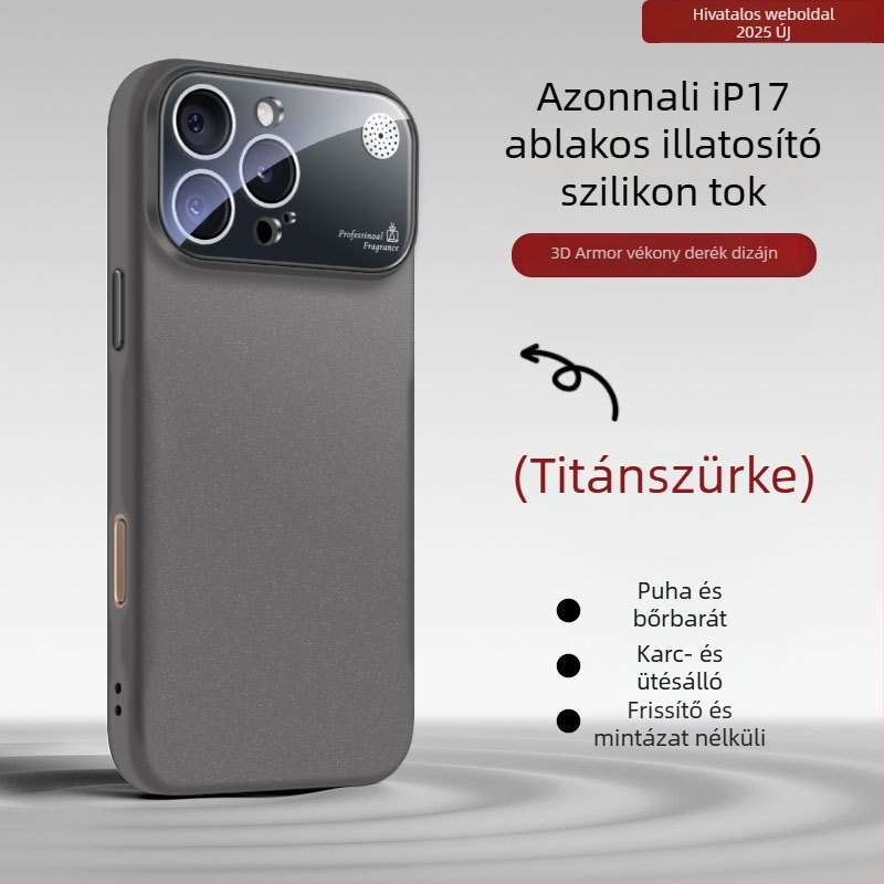 Folyékony szilikonból készült iPhone tok nagy ablakkal, ütésvédelmi, ujjlenyomat-mentes, aromaterápiás dizájn