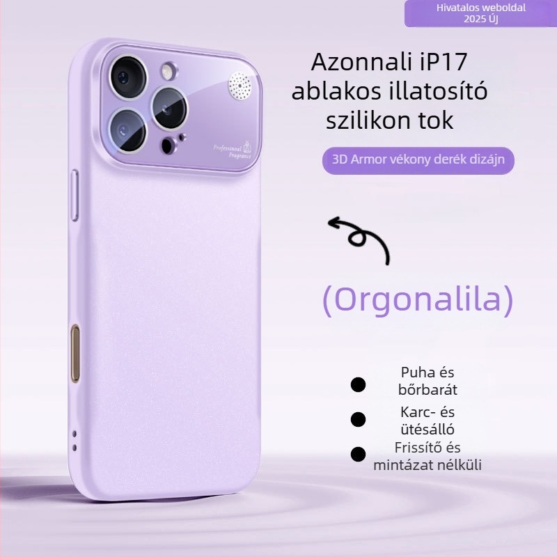 Folyékony szilikonból készült iPhone tok nagy ablakkal, ütésvédelmi, ujjlenyomat-mentes, aromaterápiás dizájn