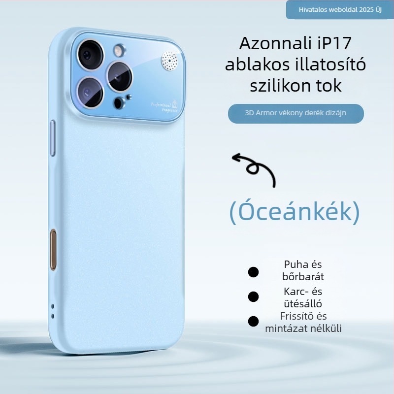 Folyékony szilikonból készült iPhone tok nagy ablakkal, ütésvédelmi, ujjlenyomat-mentes, aromaterápiás dizájn