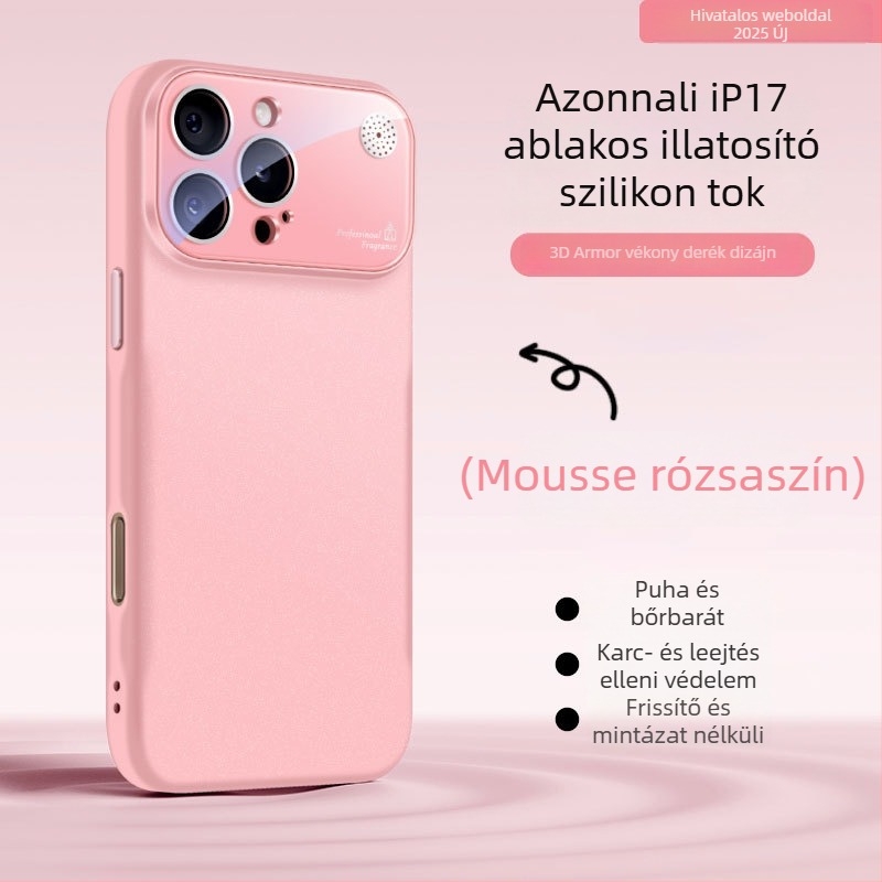 Folyékony szilikonból készült iPhone tok nagy ablakkal, ütésvédelmi, ujjlenyomat-mentes, aromaterápiás dizájn