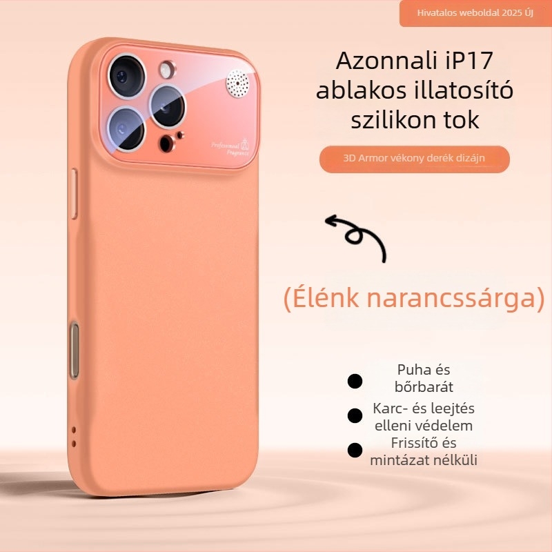 Folyékony szilikonból készült iPhone tok nagy ablakkal, ütésvédelmi, ujjlenyomat-mentes, aromaterápiás dizájn
